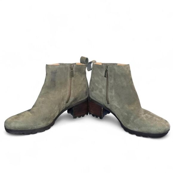 Vionic Wilma Women’s Size 9 Olive Green Suede Ankle Boots Side Zip Block Heel Co - Picture 3 of 8